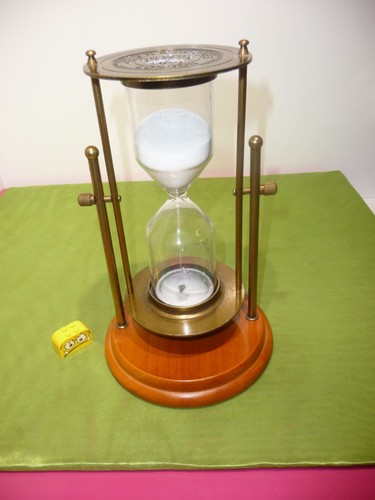 Sanduhr messing holz glas - messing,